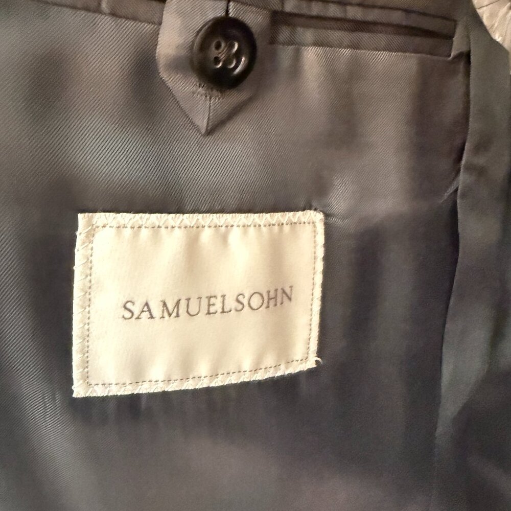 Samuelsohn Saks Fifth Avenue Men's Wool Silk Linen Plaid Blazer | Size 40R - Picture 3 of 8